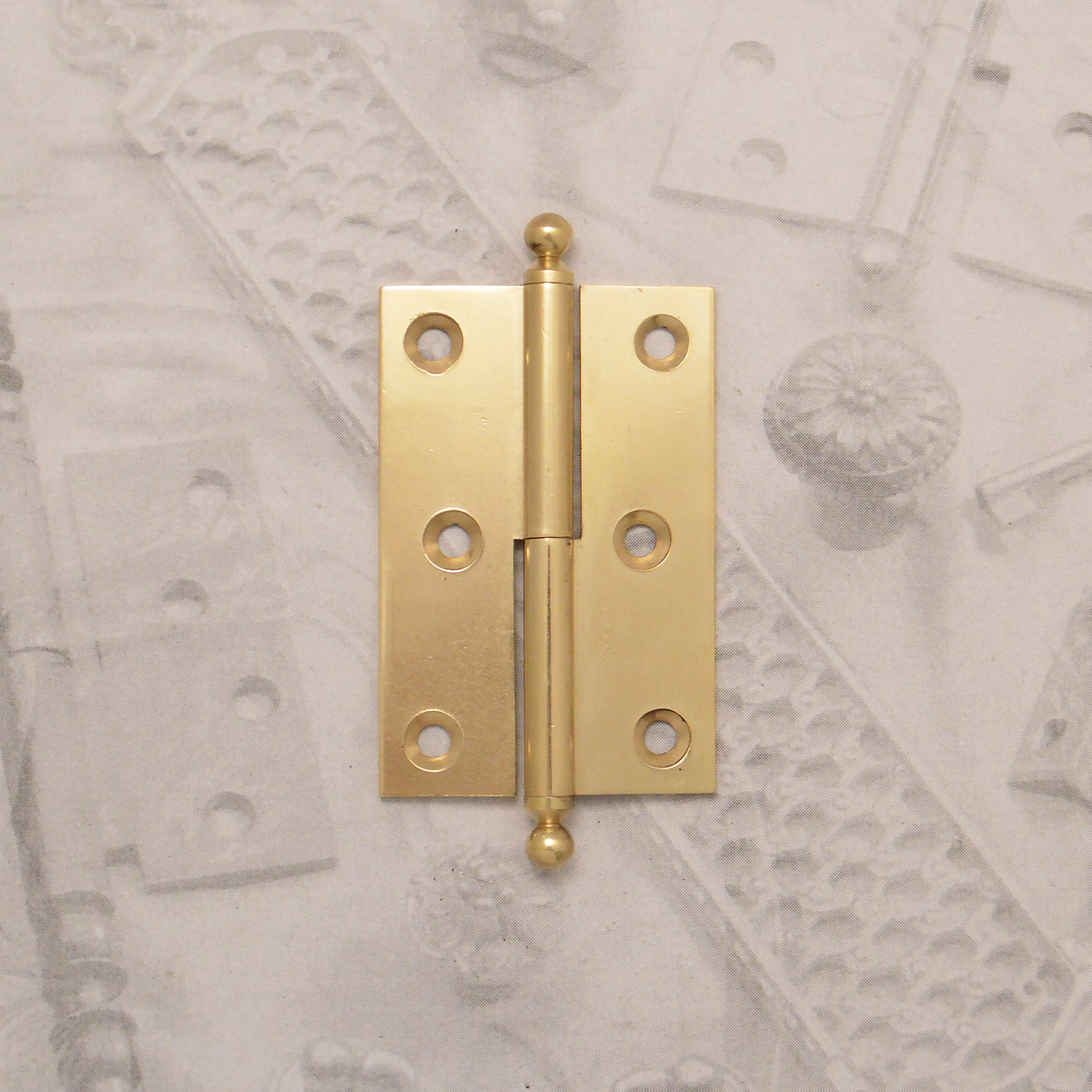 Decorative hardware hinge with ball finials