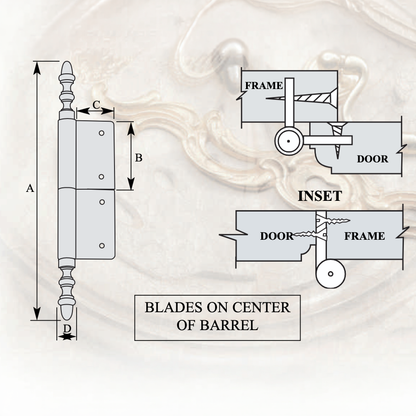 01.6.211  8-1/8" TALL IRON FICHE LIFT-OFF HINGE