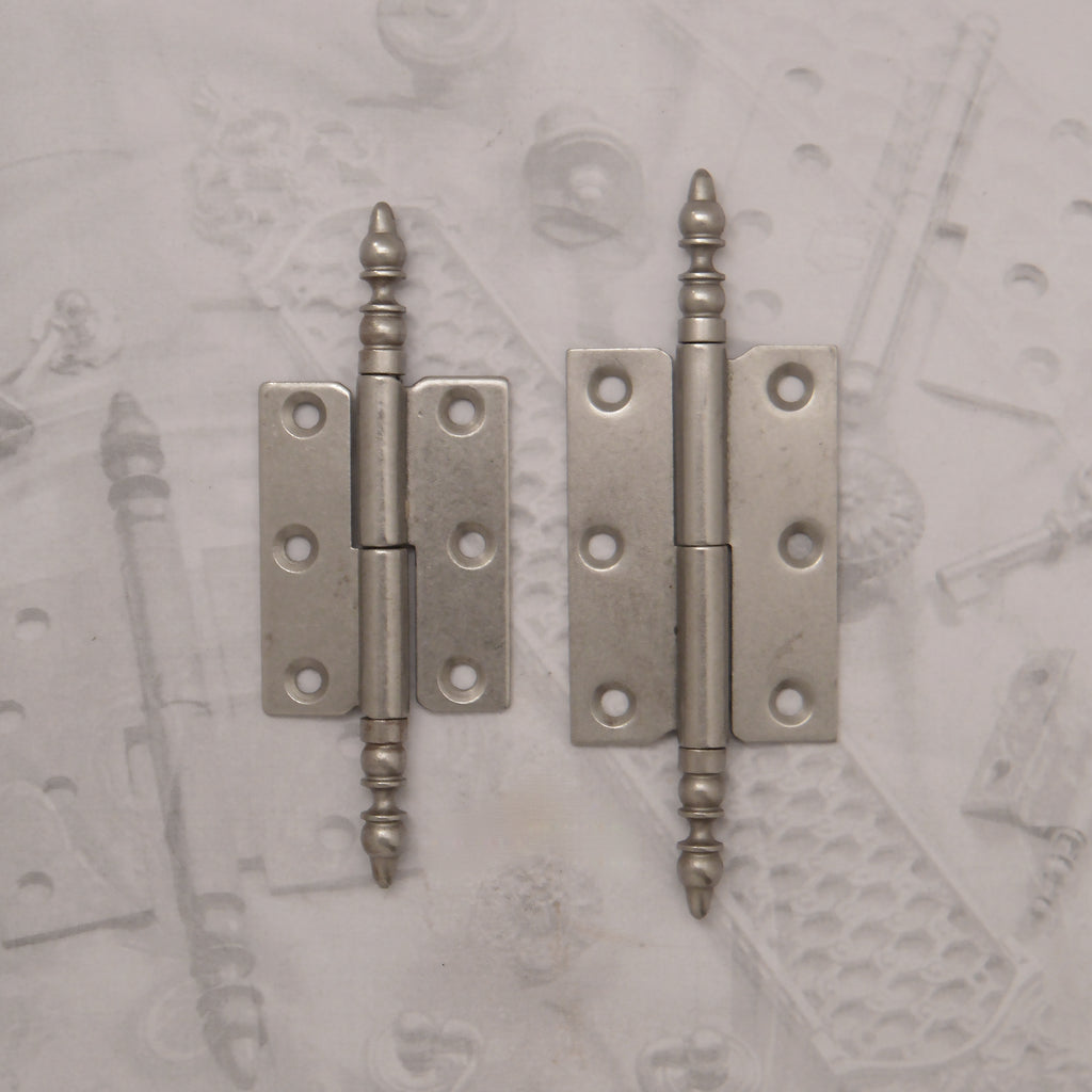 Decorative hardware hinge with finial