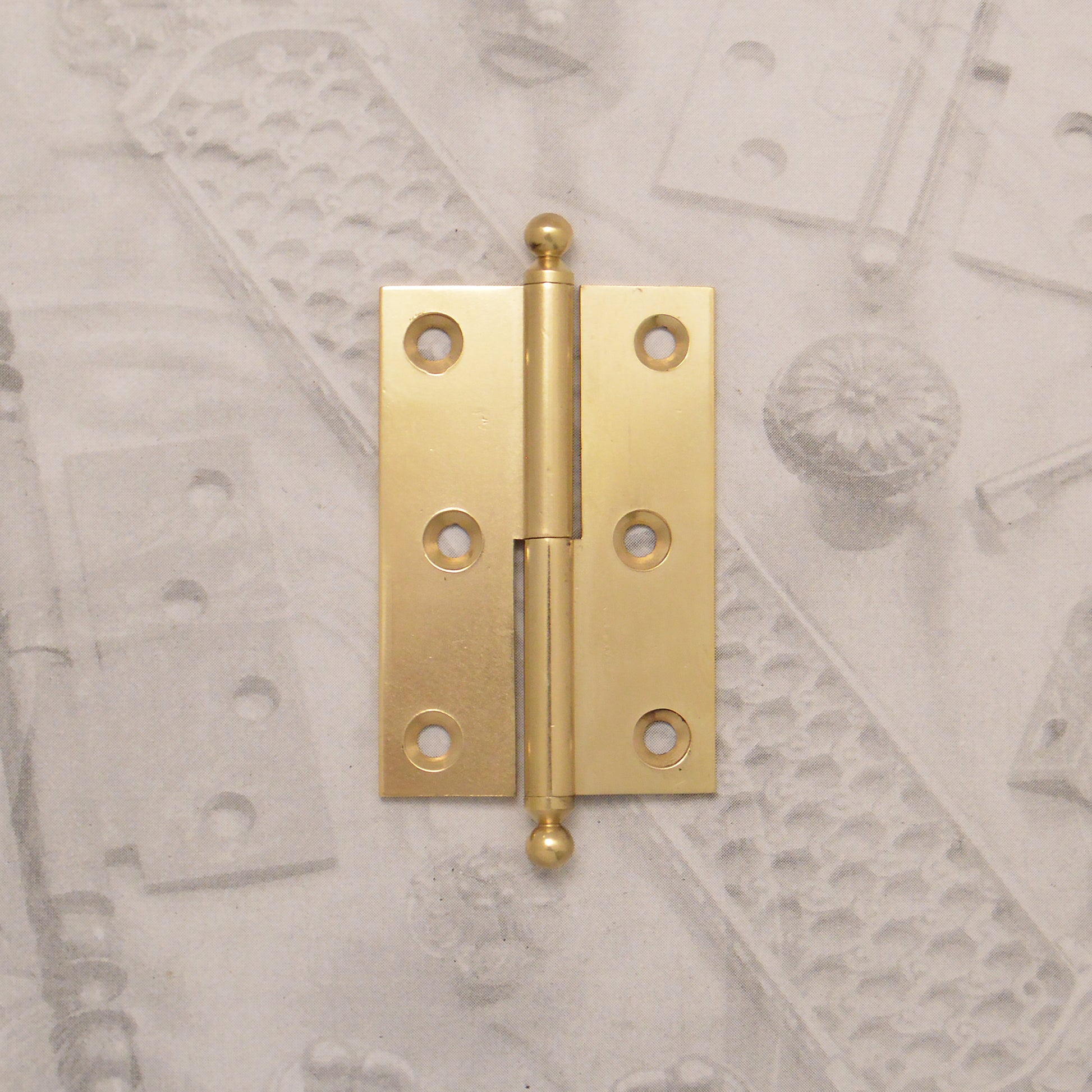 Decorative hardware hinge with ball finials