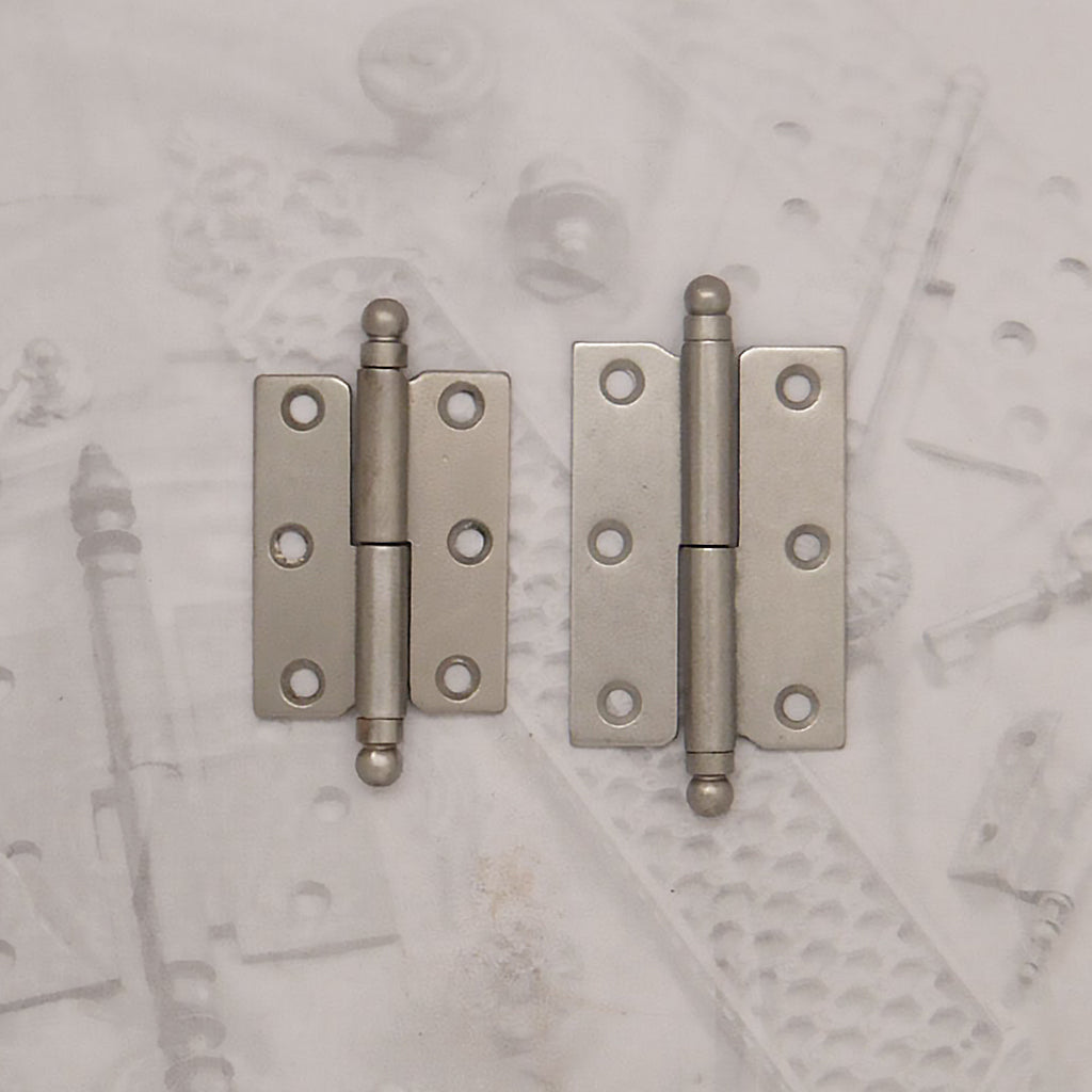 Decorative hardware hinge with ball finials